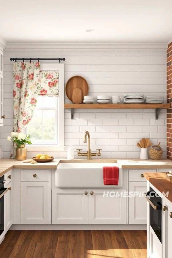 Charming Farmhouse Sink and Open Shelving