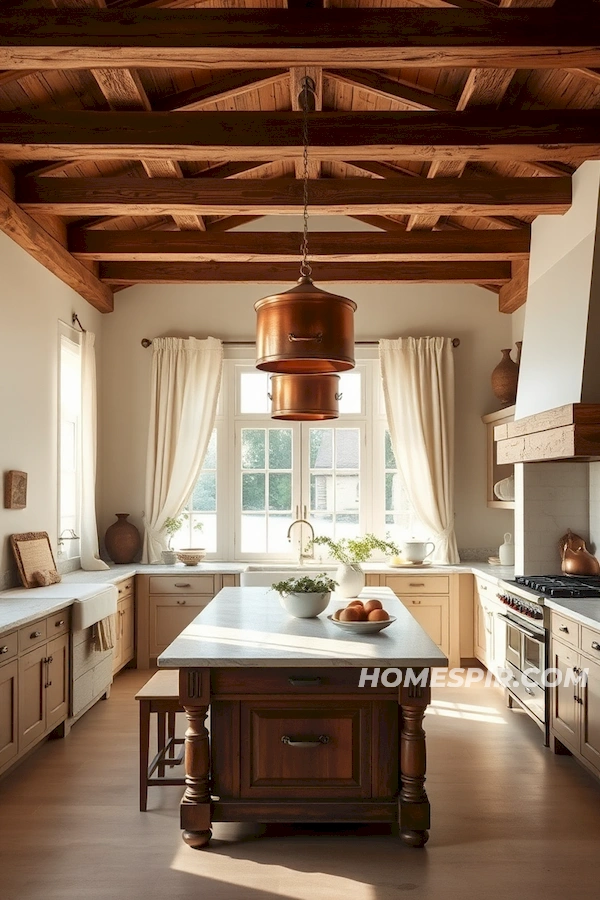 Charming French Farmhouse Kitchen with Copper Accents