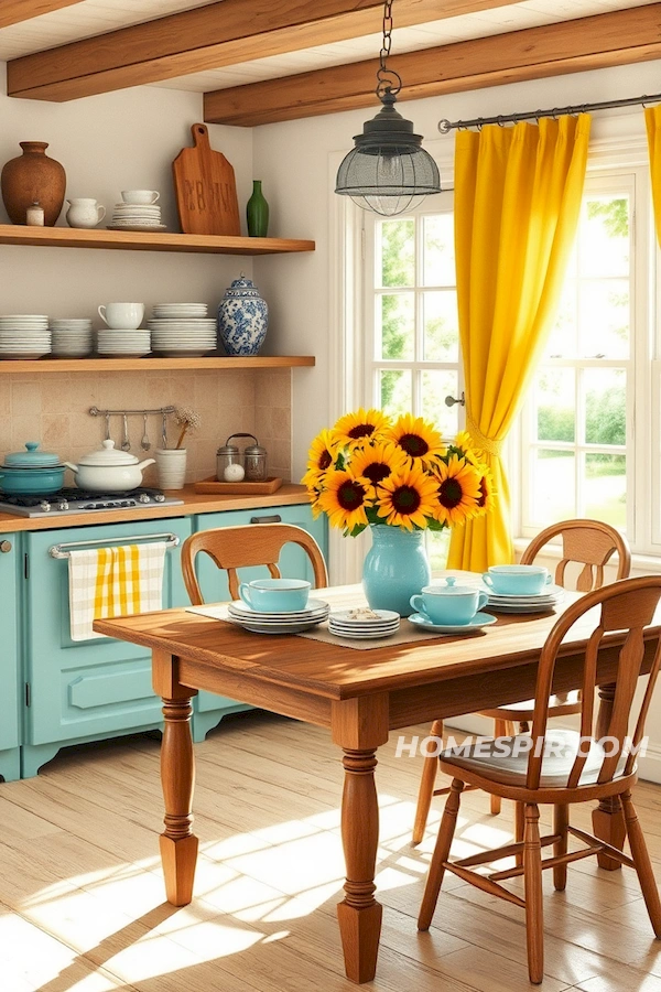 Charming Wooden Table with Antique Crockery