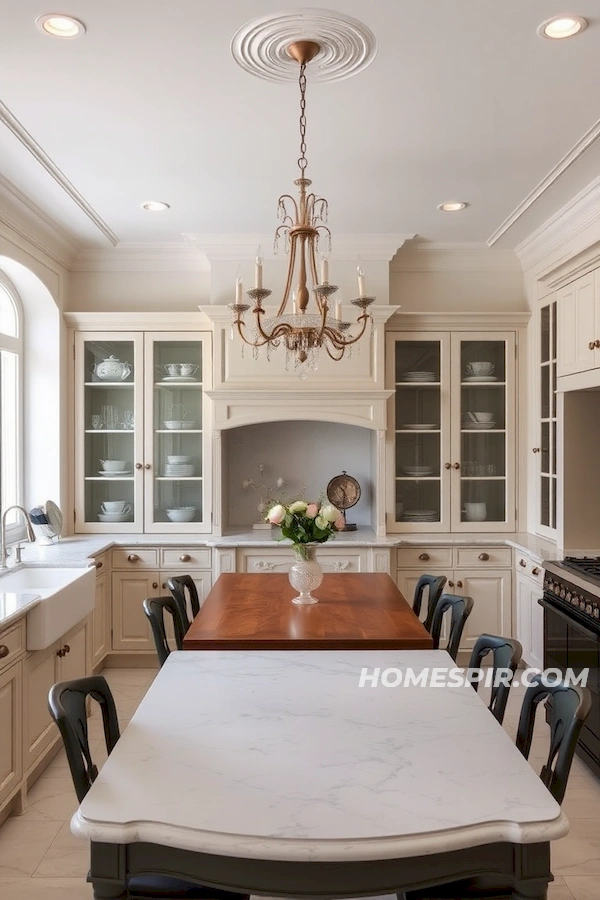 Chic French Kitchen with Glass Cabinetry