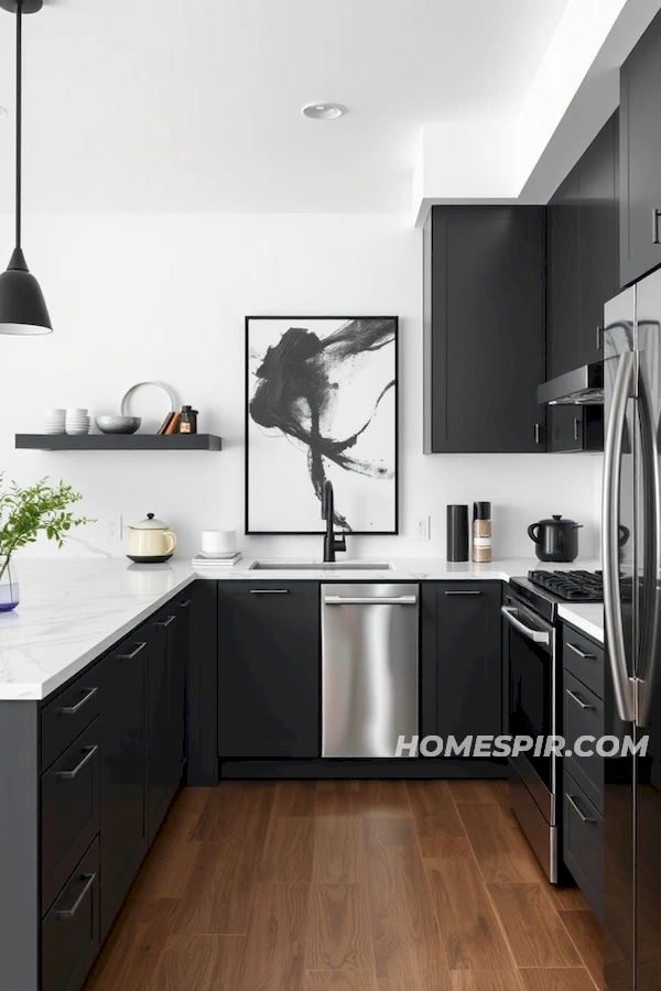 Chic Studio Kitchen Monochrome Design