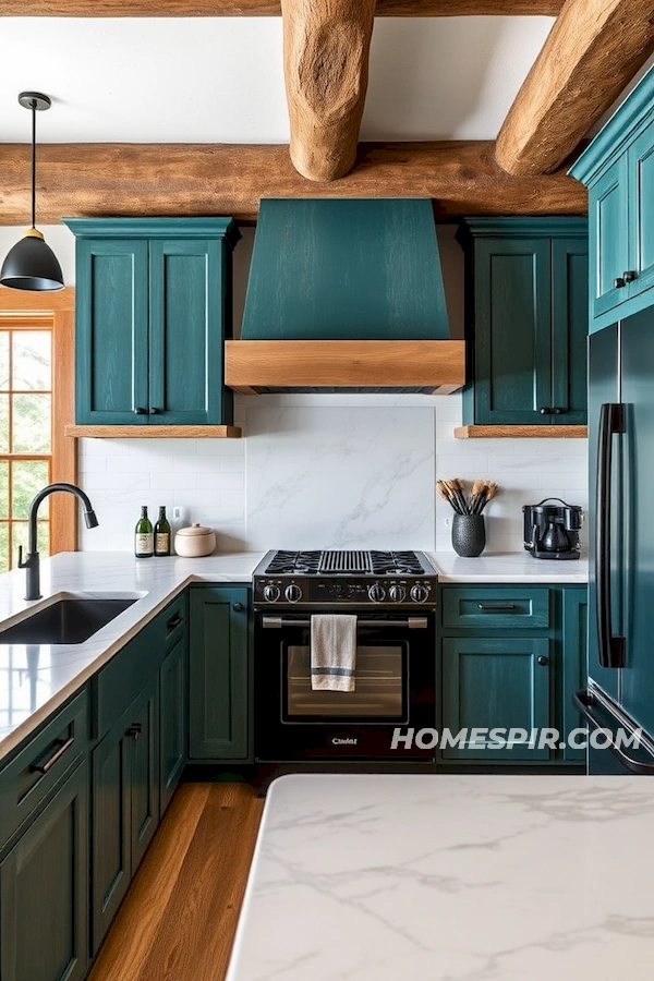 Chic Texture Blends in Log Kitchen