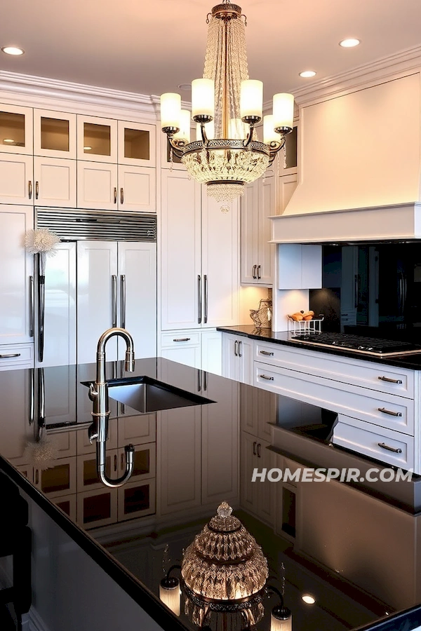 Chrome Adorned Kitchen with Art Deco Flair