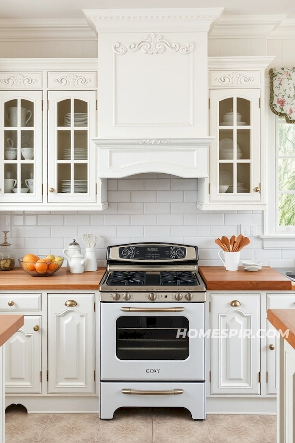 Classic White Kitchen with Delicate China Display