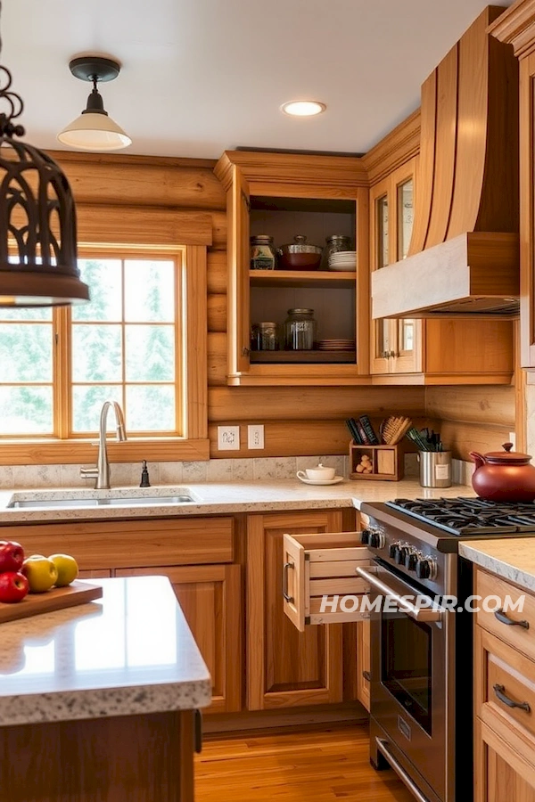 Clever Storage in Log Cabin Kitchen