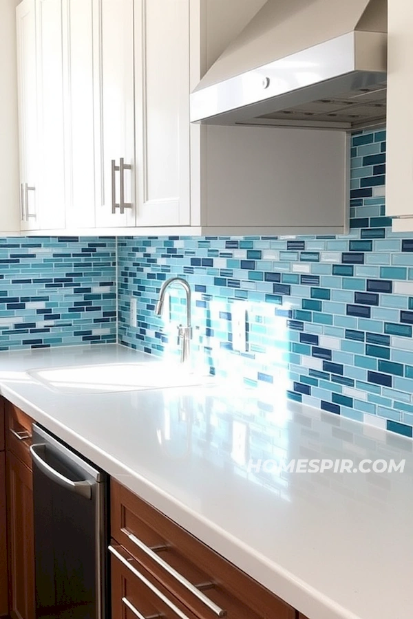 Coastal Kitchen with Wave Tile Design