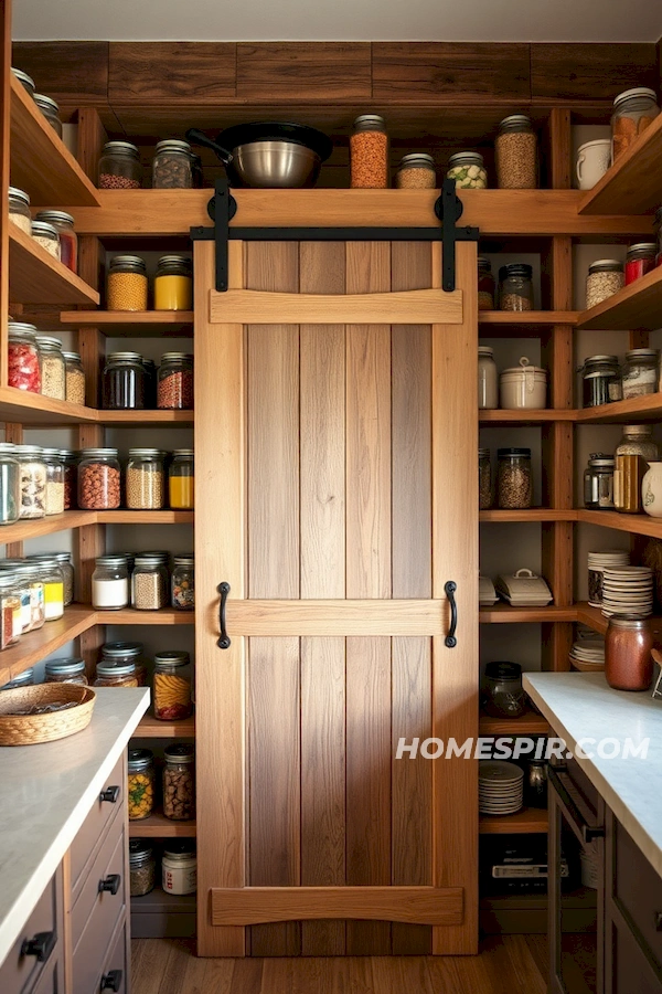 Colorful Pantry Staples on Wood Shelving