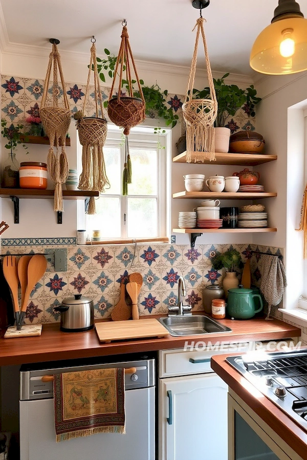 Colorful Tiles for Bohemian Studio Kitchen