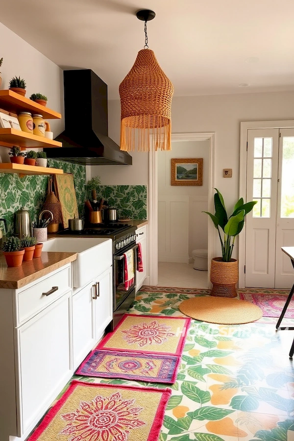 Colorful Woven Rugs in Boho Oasis