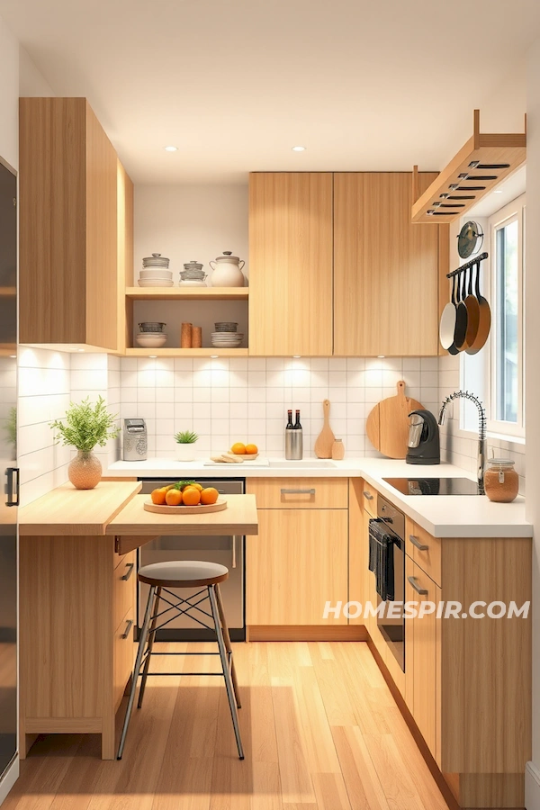 Compact Studio Kitchen with Ambient Lighting