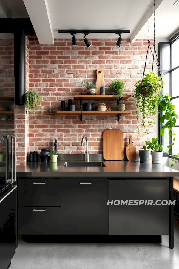 Concrete and Greenery in Industrial Kitchen