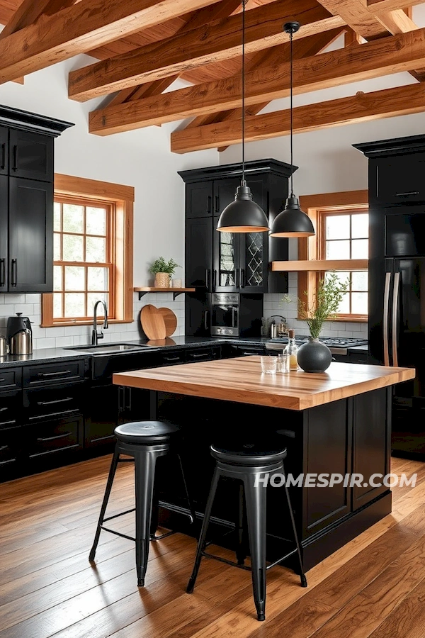 Contrasting Black and Rustic Wood