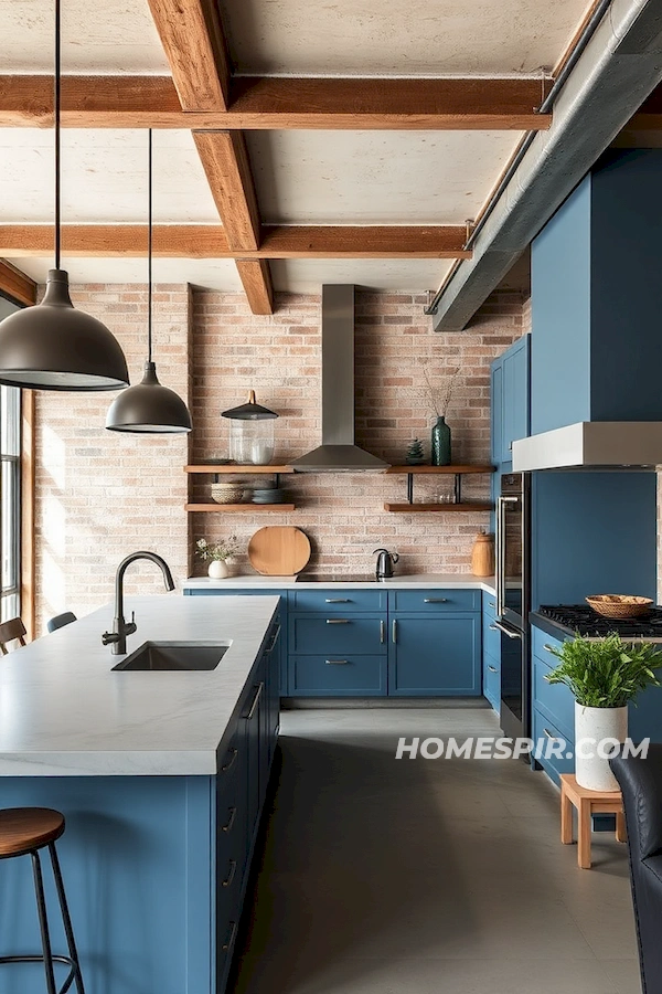 Cool Blues and Warm Neutrals in Coastal Kitchen