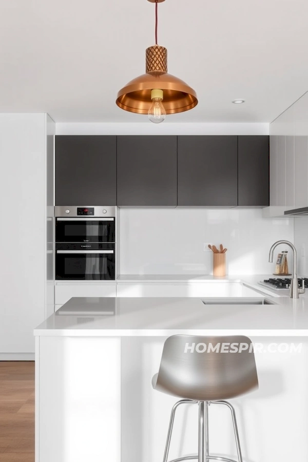 Cool Metallic and White Minimalist Kitchen