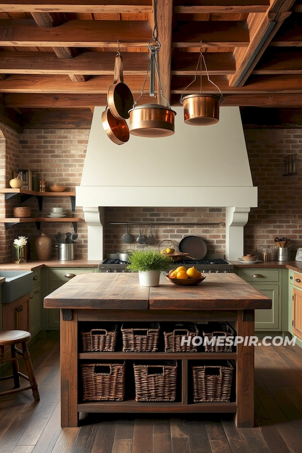 Copper Pots and Reclaimed Wood Island Bliss