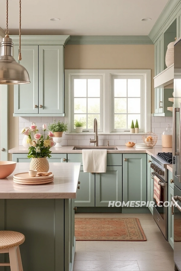 Coral Accents for Tranquil Kitchen