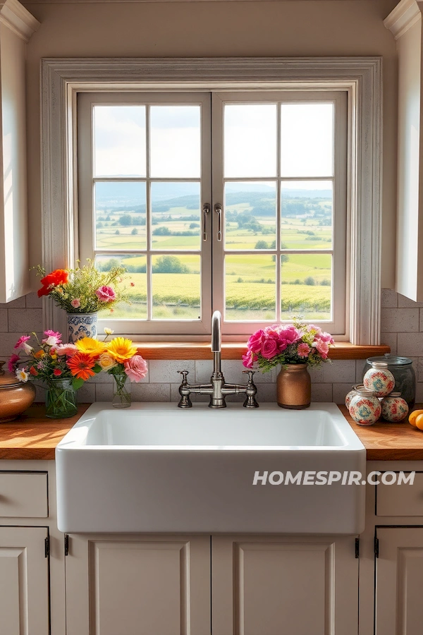 Country Kitchen Sink with Fresh Flowers