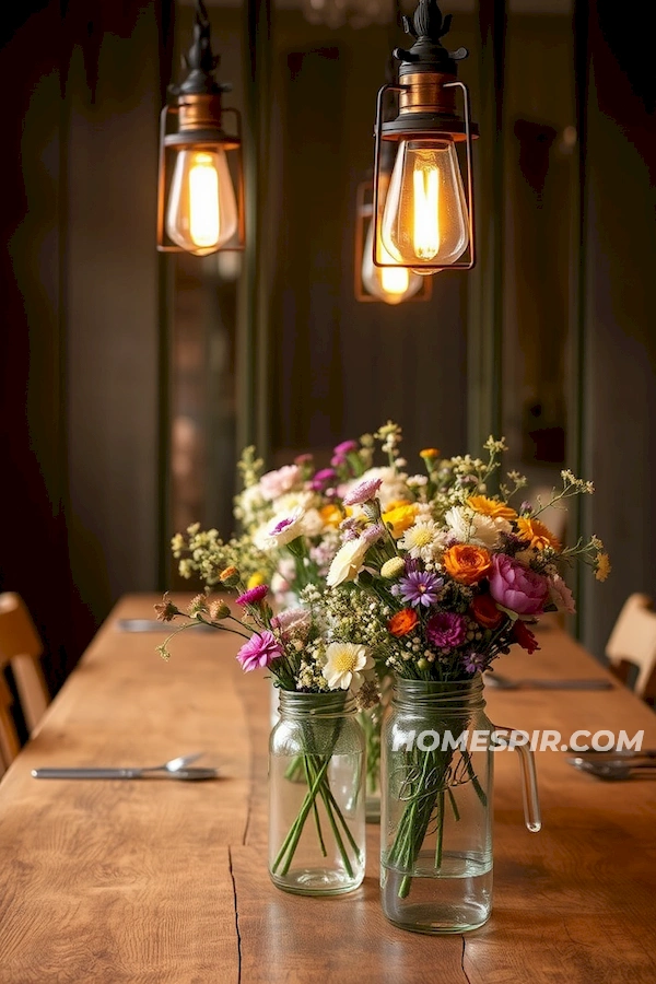 Countryside-Inspired Lighting in Dining Area