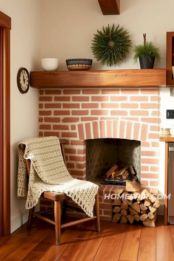 Cozy Farmhouse Fireplace Kitchen Corner