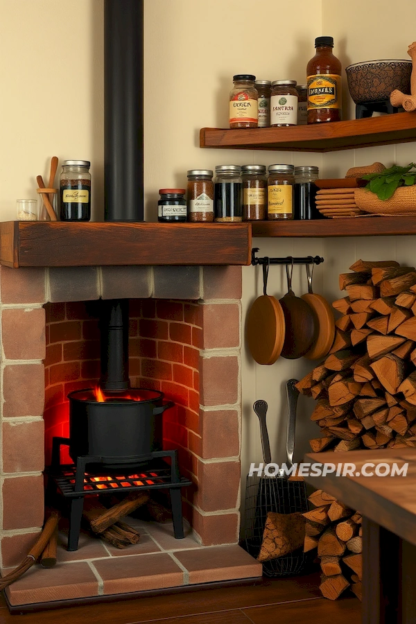 Cozy Kitchen with Fireplace and Heirloom Spices