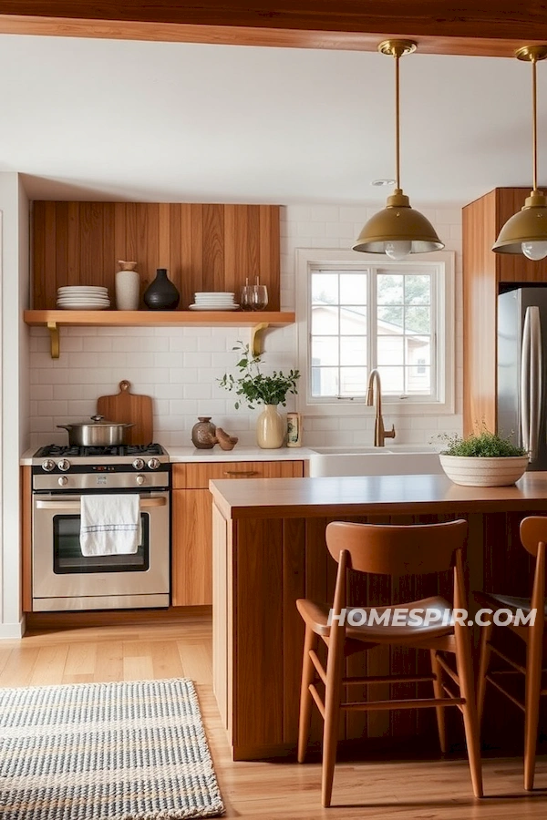 Cozy Mid-Century Kitchen with Natural Wood