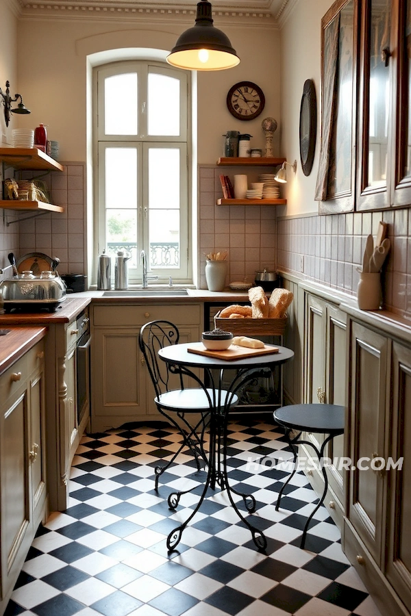 Cozy Parisian Bistro Kitchen with Classic Flair