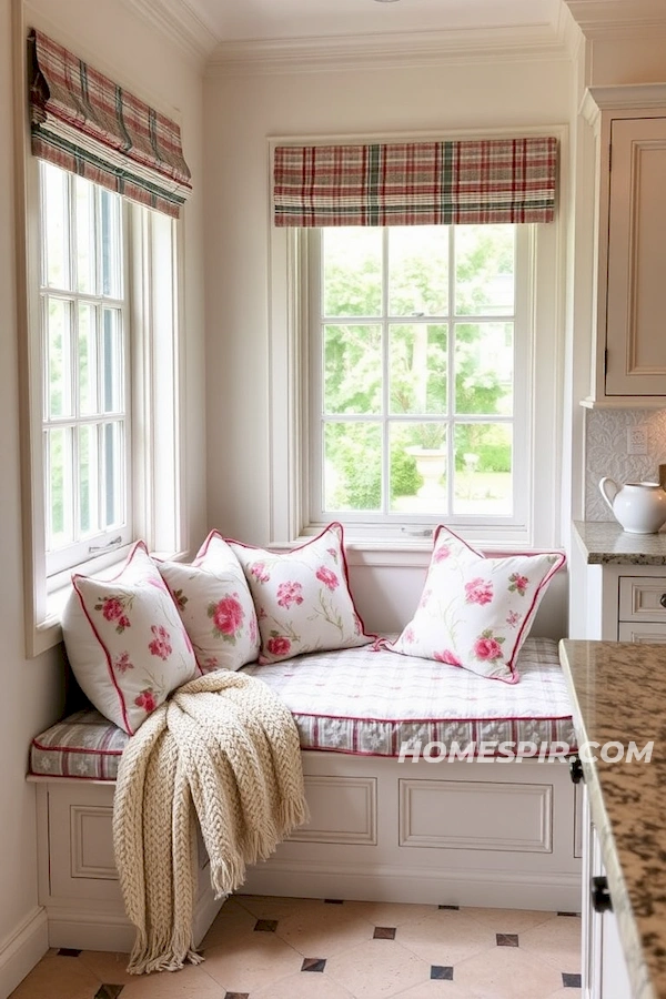 Cozy Window Seat with Floral Cushions