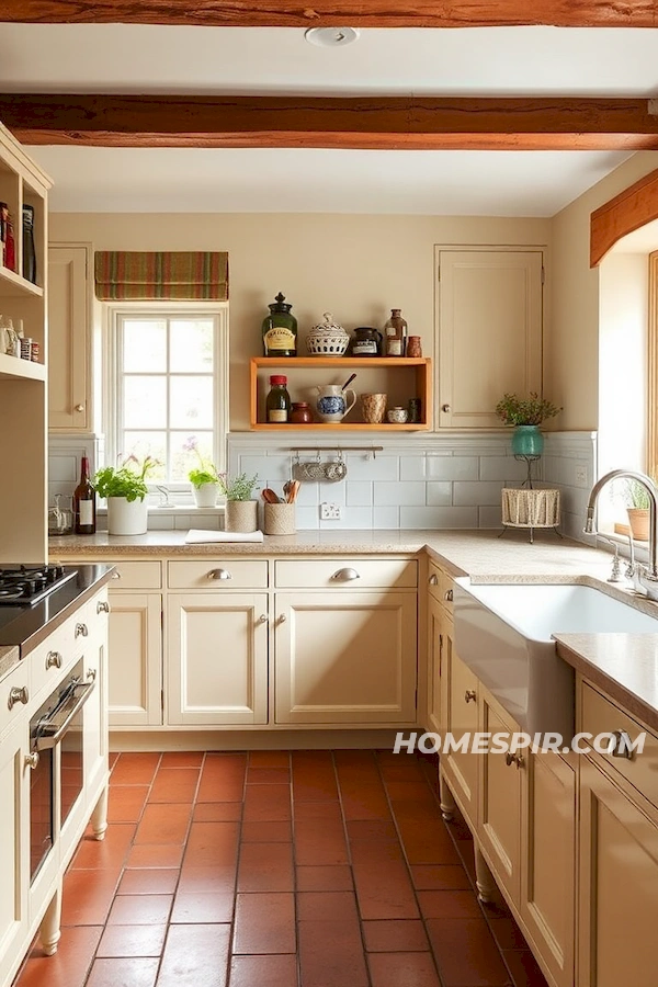 Cream Cabinets and Farmhouse Sink in Cotswold Style