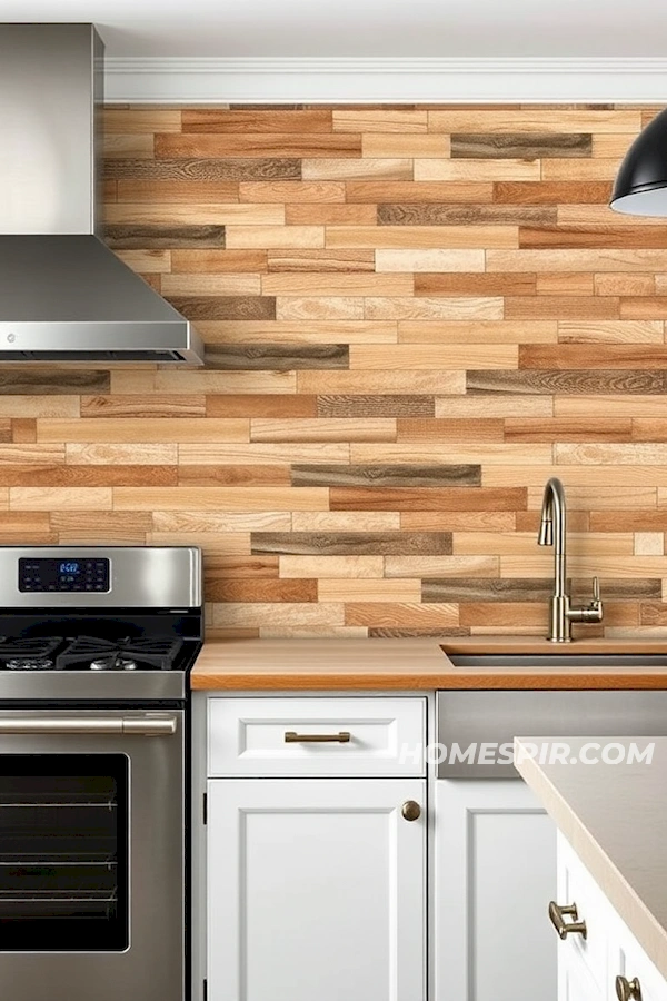 Creative Mosaic Backsplash with Reclaimed Wood