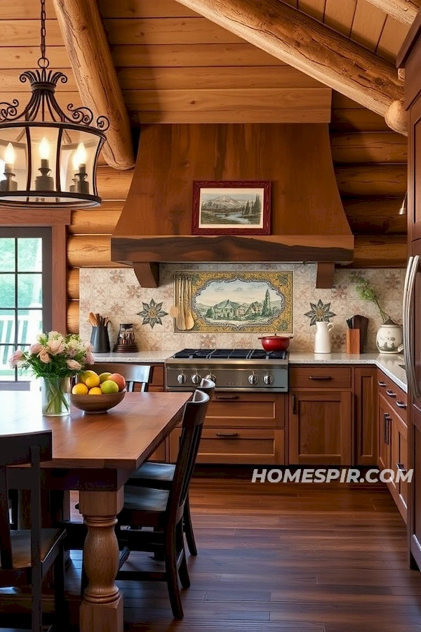 Culinary Art in Log Kitchen Decor