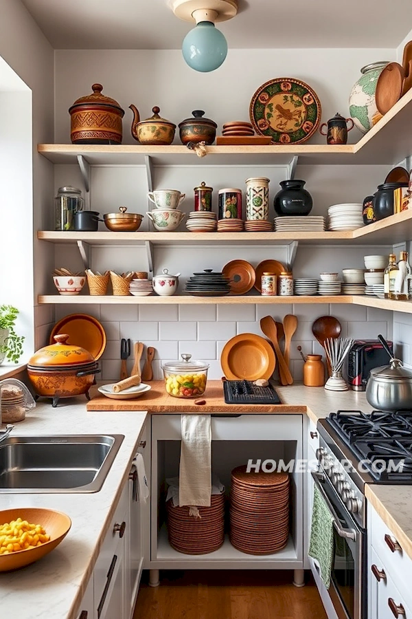 Cultural Display in Eclectic Studio Kitchen