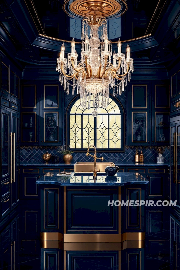 Dark Hues and Metallic Art Deco Kitchen