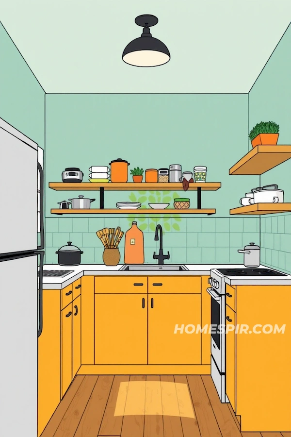 Decorative Color Play in Tiny House Kitchens