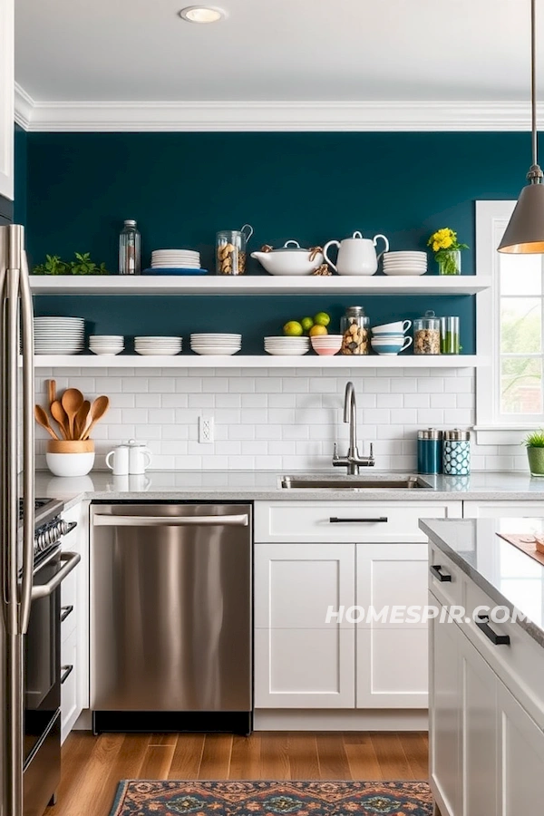 Deep Color Accent Walls for Modern Kitchens