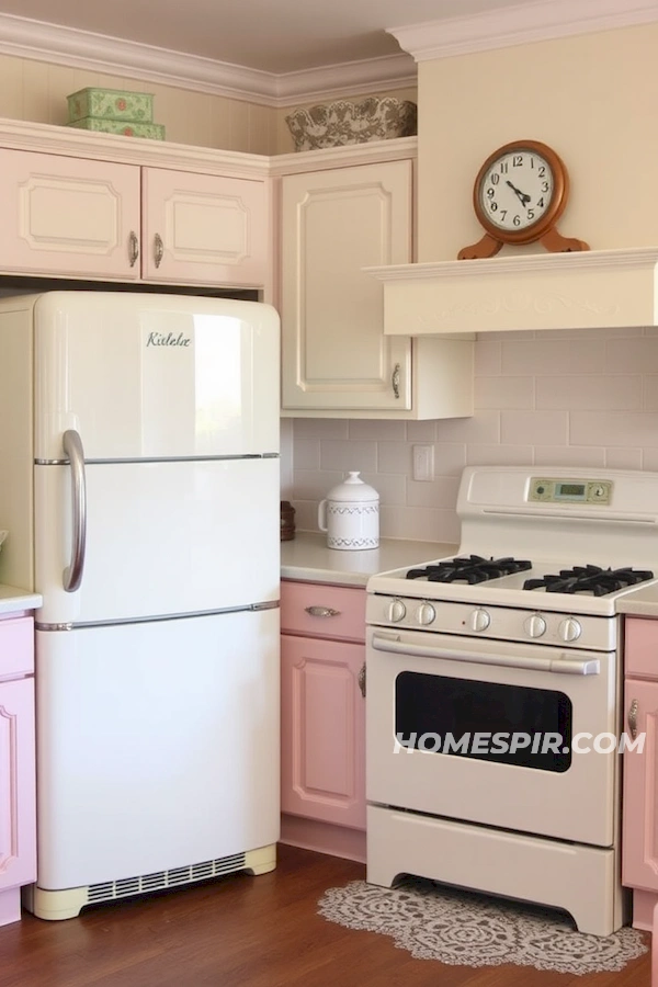 Delicate Lace and Vintage Clock in Chic Kitchen