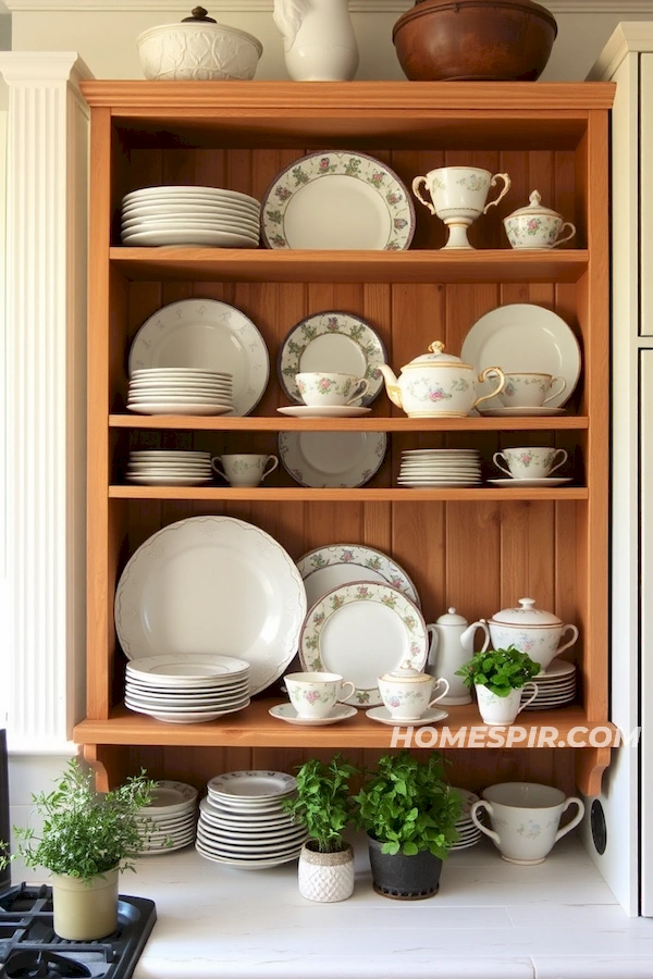 Delicate Plates and Green Herb Display