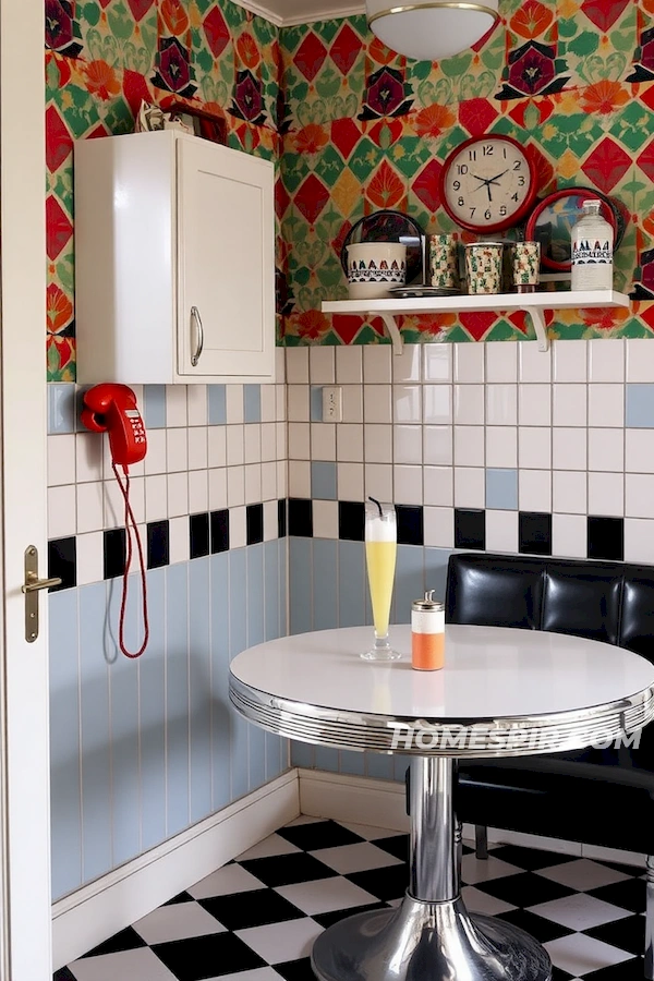 Diner-Inspired Kitchen with Checkerboard Tiles