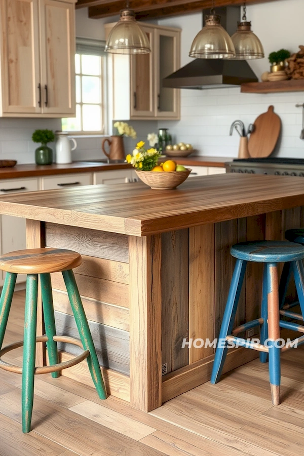 Distressed Kitchen Island for Cozy Gatherings