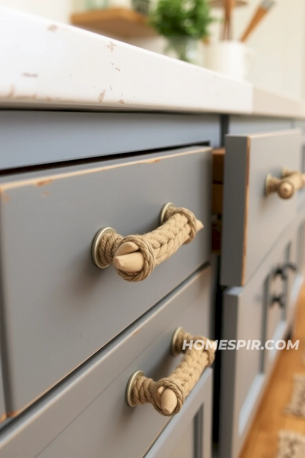 Drawer Handles Crafted from Driftwood and Rope