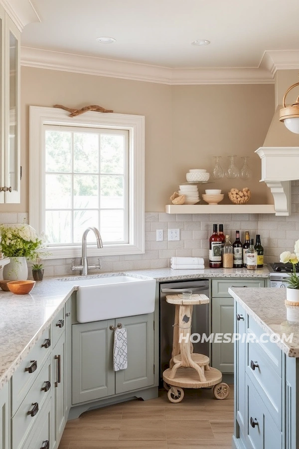 Driftwood Accent Coastal Kitchen Design