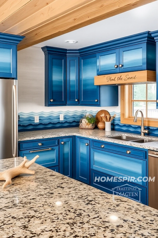 Driftwood and Seashell Accents in Rustic Kitchen