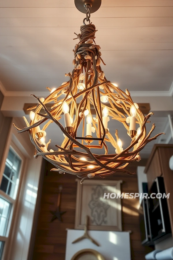 Driftwood Chandelier Illuminates Beach Kitchen