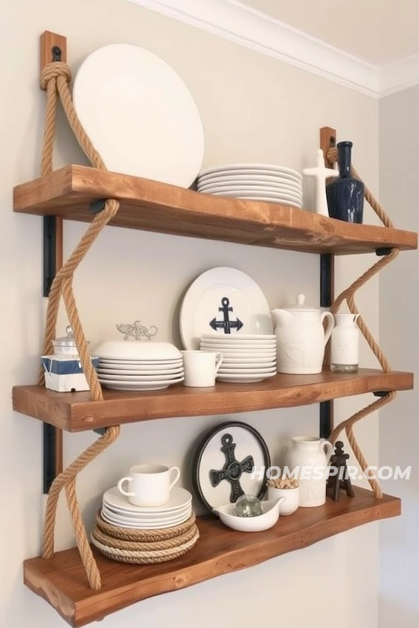 Driftwood Shelves with Rustic Rope Brackets