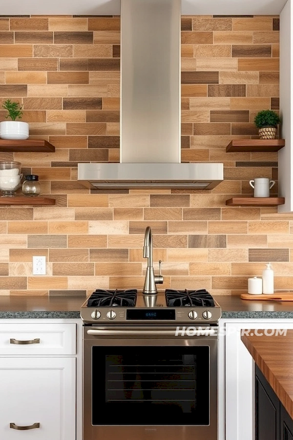 Dynamic Wood Tones in Kitchen Backsplash