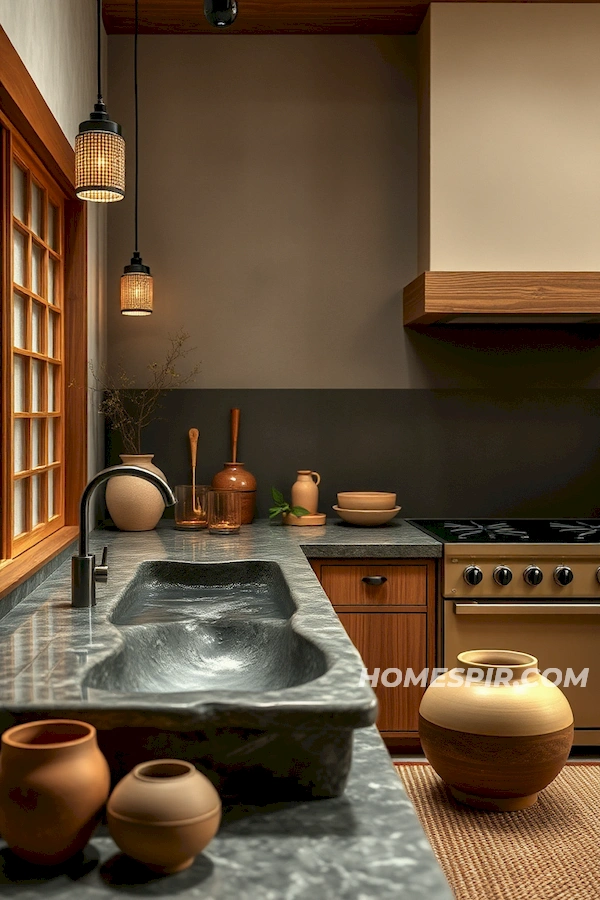 Earth Inspired Japanese Kitchen with Elemental Balance