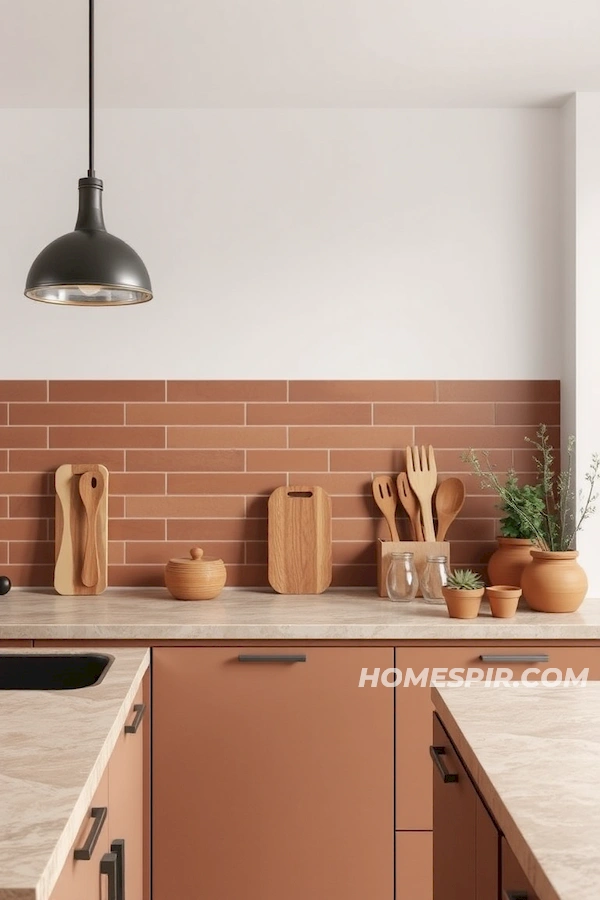 Earthy Pendant Lights in Modern Minimalist Kitchen