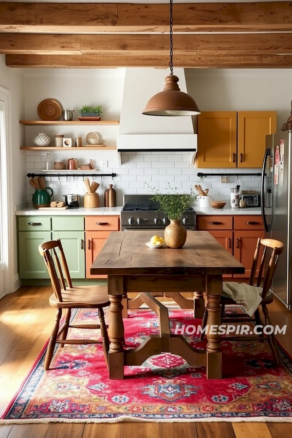 Eclectic Boho Kitchen with Mismatched Cabinets