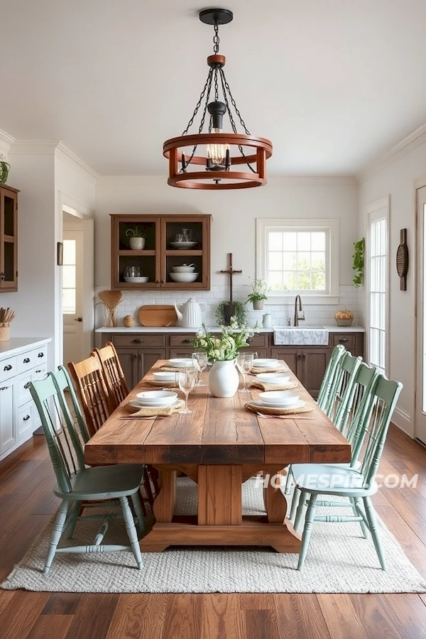 Eclectic Chairs and Distressed Finish Dining Scene