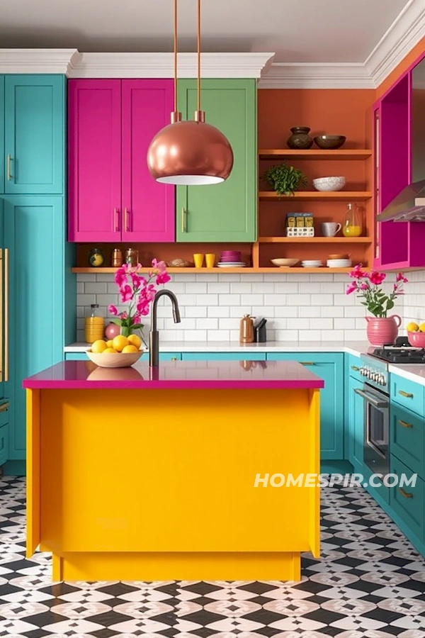 Eclectic Kitchen Design with Daring Color Combinations