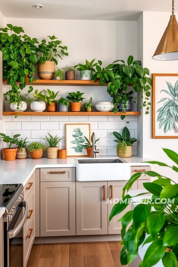 Eclectic Kitchen with Greenery and Modern Touches